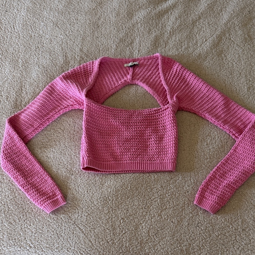 American Eagle Outfitters Pink Cropped Knit Shrug Medium